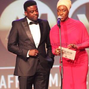 On stage copresenting with filmmaker kunle afolayan.
