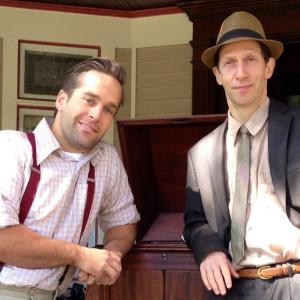 Tyler Hollinger and Tim Blake Nelson on the set of 