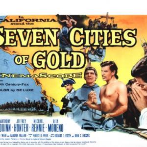 Anthony Quinn, Jeffrey Hunter, Rita Moreno, Richard Egan and Michael Rennie in Seven Cities of Gold (1955)