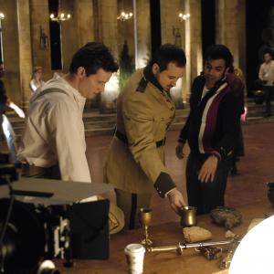 Graham Abbey as Cassio, Matthew Deslippe as Iago and director Zaib Shaikh on the set of Othello The Tragedy of the Moor(2008).