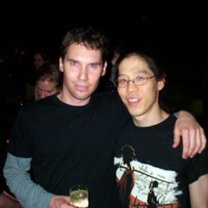 Bryan Singer and Justin Chung pose for a photo at a San Diego Comic-Con International 2006 after-hours party hosted by Dark Horse Comics and Gentle Giant.