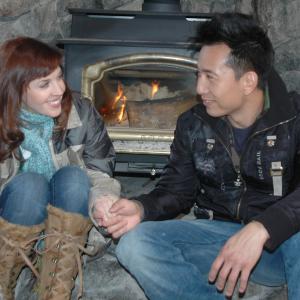 Danielle De Luca with James Kyson Lee on the set of 'Necrosis'