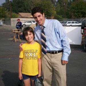 Andy with Jason Biggs on set of Lower Learning
