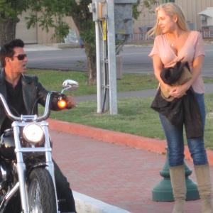 Still of Lorenzo Lamas and Tammy Barr on the set of Return to Vengeance