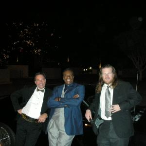 CW Crowe Jr Keith David and Jesse Johnson l to r with Hero car from the film at Cinema City Intl Film Festival Awards Gala for The Butcher nominated Best Picture
