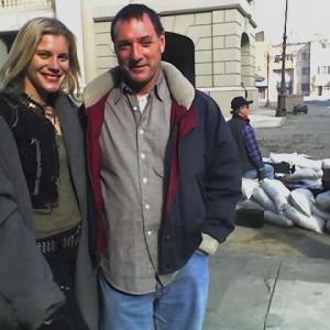 CW Crowe Jr and Katee Sackhoff on the set of The Last Sentinel