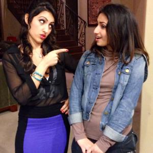 Reem Kadem as Neelima (left) and Sonam Dhage as Sapna (right) on the set of 