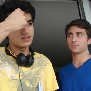 Gerard Bianco Jr. and Director Theo Zenou, On Set of Braintwister