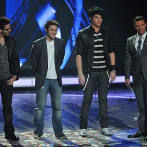Still of Ryan Seacrest, Adam Lambert, Kris Allen and Danny Gokey in American Idol: The Search for a Superstar (2002)