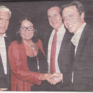 At his birthday party with guests Nana Mouskouri,Spyros Capralos ( President of the Greek Olympic Committee) and actor Stratos Tzortzoglou. ATHENS 2004