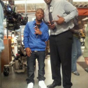 Terrell Lee and Bobb'e J. Thompson on the set of Breaking In
