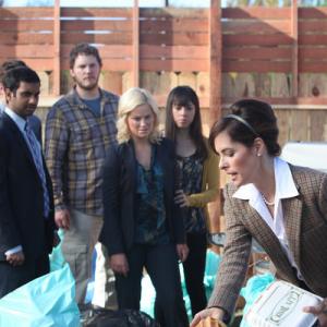 Still of Parker Posey Amy Poehler Chris Pratt Aziz Ansari and Aubrey Plaza in Parks and Recreation 2009