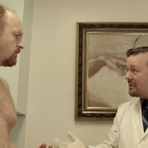 Still of Louis C.K. and Ricky Gervais in Louie (2010)