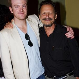 Jeremy Bobb and Michael Weller on opening night of BEAST at New York Theatre Workshop