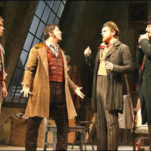 Norbert Leo Butz, Michael McGrath, Jeremy Bobb, and Tom Alan Robbins in Mark Twain's IS HE DEAD? on Broadway.
