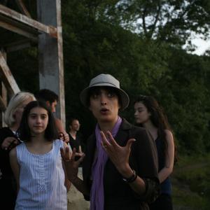 Lika Babluani, Nana Ekvtimishvili and Mariam Bokeria at the shooting of IN BLOOM