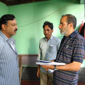 Madhu Mahankali, on location with his lead actor, filming the feature film PARAMPARA