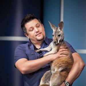 David Mizejewski shows a red kangaroo joey during his Keynote of the National Science Teacher Association conference November 1 2012