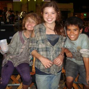 Joey King, Jadin Gould and Bryce Cass on set of Battle: Los Angeles