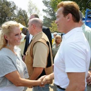 Jamie  Governor Arnold Schwarzenegger at the fire control base camp 2009