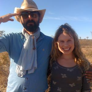 Hayley with Director Quentin Dupieux on the set of 