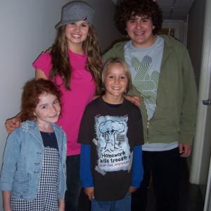 Alec Gray Laurel Webber Matthew Timmons and Debby Ryan on Set of Suite Life on Deck