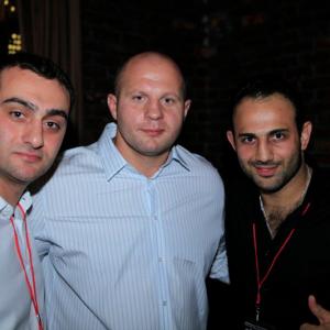 Roman Mitichyan with fighters Fedor Emelianenkov and Edmond Tarverdyan.