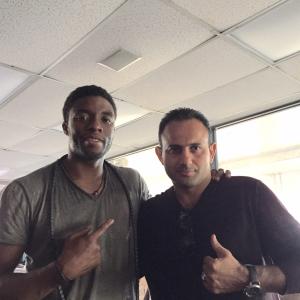 Roman Mitichyan with actor Chadwick Boseman in Message From the King.