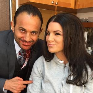 Roman Mitichyan with actress Gina Carano in film Extraction with Bruce Willis