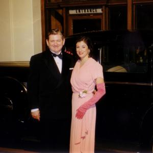 Seth and his Fox Trot dance partner in front of a 1937 Packard Super Eight Touring Sedan on location outside the Los Angeles Union Train Station for the television series The Lot 19992001