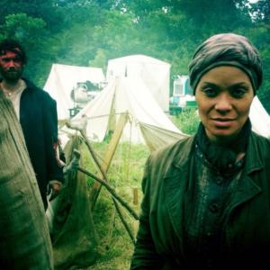 on set Abraham LincolnVampire Hunter in role of Harriet Tubman