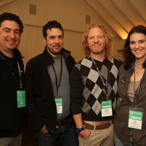 NAPA CA  NOVEMBER 13 2014 Filmmakers in Best Documentary competition at the 2014 Napa Valley Film Festival Joe Piscatella Justin Weinstein Taylor Measom and Kim Furst participate in the Dell Precision DocuChallenge