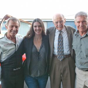 SANTA MONICA CA  NOV 22 2011 Sean D Tucker Director Kim Furst Bob Hoover and Harrison Ford during principal photography of Flying the Feathered Edge The Bob Hoover Project