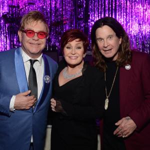Elton John, Ozzy Osbourne and Sharon Osbourne at event of The Oscars (2015)