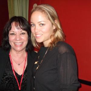 Backstage at awards ceremony for Ojai Film Festival with Erika Christensen after she presented Craig T Nelson with the Lifetime Achievement Award for Acting