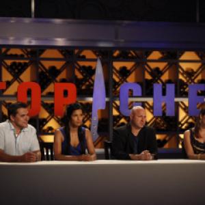 Still of Padma Lakshmi Todd English Gail Simmons and Tom Colicchio in Top Chef 2006