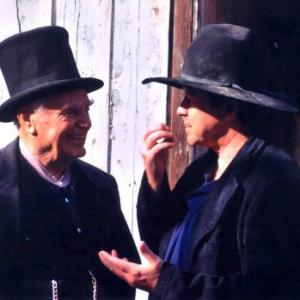Ernest Borgnine and Steve Nave on the set of 