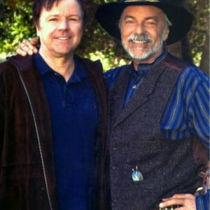 Steve Nave and Edward Albert on the set of 