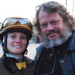 Jockey, Nicole Shinton and Actor, DELL YOUNT at Santa Anita