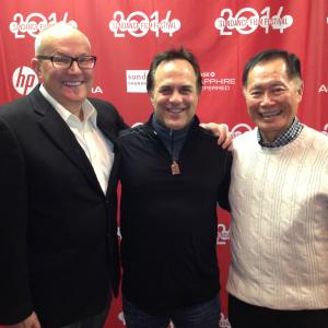 SUNDANCE FILM FESTIVAL 2014 Brad Takei, Michael Greenwald ( Center) - President of Endorse Management Group, George Takei opening for the documentary TO BE TAKEI .