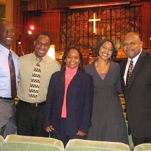 J&S Singers (Jimmy Fisher, Kotheldra Brown & Shawyne Fisher) hanging out on the set of Law & Order with Isaiah Thomas and Charles S. Dutton.