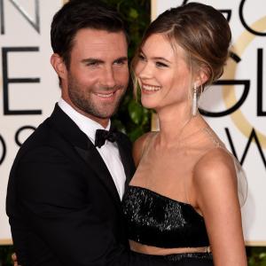 Adam Levine and Behati Prinsloo at event of The 72nd Annual Golden Globe Awards 2015