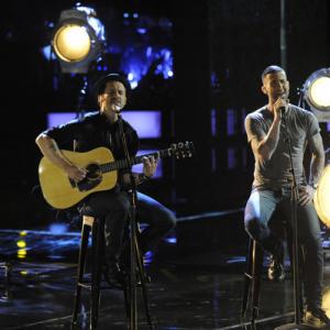 Still of Tony Lucca and Adam Levine in The Voice 2011