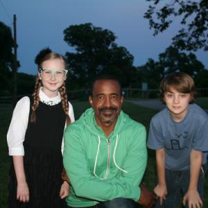 Meyrick Murphy, Tim Meadows & Toby Nichols on the set of Chasing Ghosts