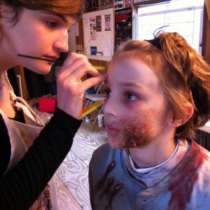 In the makeup chair on the set of 