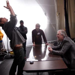 Producer Kevin Arbouet on the set of Portraits in Dramatic Time with David Michalek, Paul Warner, and Alan Rickman