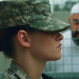 Still of Marco Khan and Kristen Stewart in Camp X-Ray (2014)
