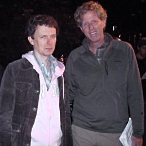 Michel Gondry with Patrick A Stewart on the set of Flight of The Conchords