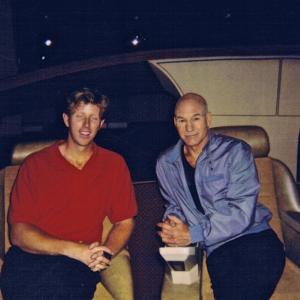Patrick A Stewart asleep at the helm with Patrick Stewart on the deck of the Enterprise 1