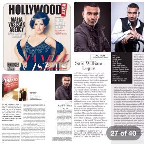 Maria Vascsak Agency cover and 4 page spread and Full page of me in Hollywood Weekly Magazine.